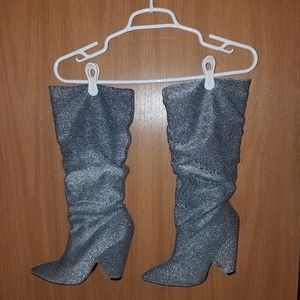 Silver Slouch Boots